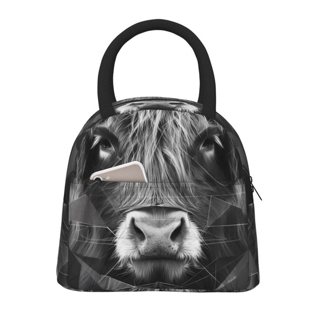 Easygdp Geometric Bull Design Bolsa de Almuerzo Insulada Grande, Forro de Aluminio, Diseño Espacioso, a Prueba de Fugas, Ideal para Trabajo, Picnics, Viajes y Actividades al Aire Libre