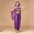 thumbnail image 2 of SJLDQY Carnival Womens Belly Dance Dress Up Sexy Sequined Tops Lace Mesh Pants Outfits Party Stage Performance Clothes Set, 2 of 4