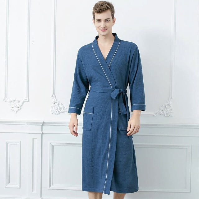 Bata de baño larga para hombres y mujeresAzulM(40-60kg)