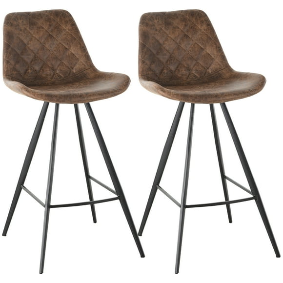 HOMCOM Bar Height Bar Stools Set of 2, Microfiber Cloth Bar Chairs