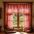 thumbnail image 4 of 3pcs Cafe Curtain Set, One Top Valance and Two Lower Panels, Light Filtering Thermal Window Covering for Kitchen Bathroom Basement Laundry Room and Small Windows, B-Red, 4 of 9