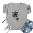 thumbnail image 5 of Summer Casual T Shirts for Women Dandelion Print Breathable Tee Crewneck Short Sleeve Ladies Top Grey XXL, 5 of 5