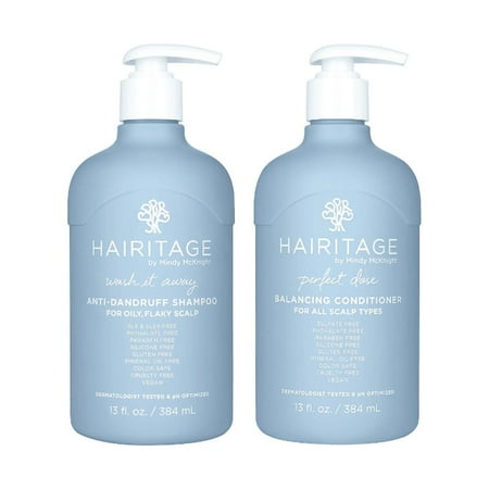Hairitage Wash It Away Anti-Dandruff Shampoo + Perfect Dose Balancing Conditioner with Rosemary Oil for Dry Scalp (Variety Pack)