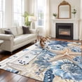 thumbnail image 3 of Blue Starfish Coastal Area Rug 8x10 Washable Rug Non Slip Eucalyptus Summer Nautical Shell Wooden Large Area Rug Soft Stainresistant Indoor Floor Carpet for Bedroom Home Office Dining Room, 3 of 8