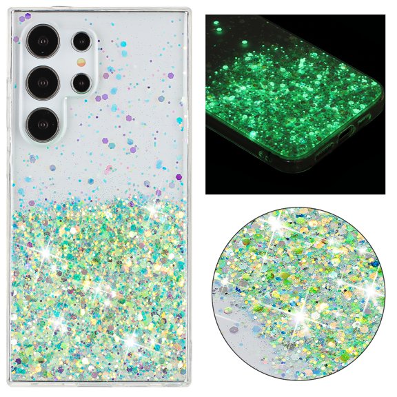 Fluorescent Case for Samsung Galaxy S23 Ultra, Luxury Glitter Glow in The Darkness Noctiluncent Back Cover Luminous Shining Shockproof Protective Slim Phone Case for Samsung Galaxy S23 Ultra, Green