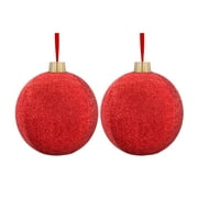 Holiday Time Christmas Inflatable Red Tinsel Ornament 2 Pack, 12"