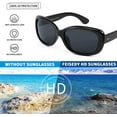 thumbnail image 3 of FEISEDY Vintage Square Polarized Sunglasses for Women Men Havana Thick Wrap Frame B2703, 3 of 13
