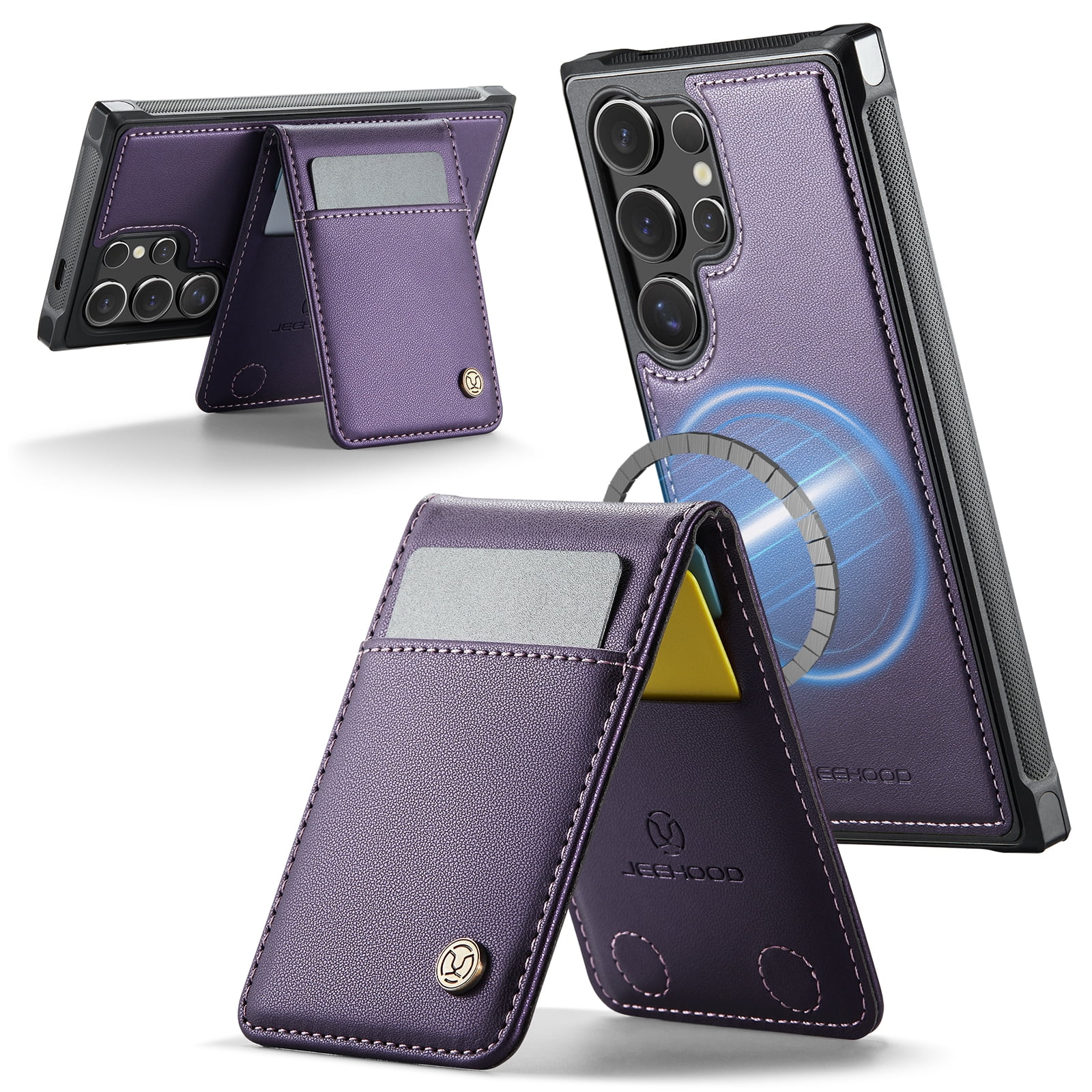 Dteck Wallet Case for Samsung Galaxy S26 Ultra Compatible with MagSafe Accessory for Men Women, Shockproof Detachable Magnetic Wallet Phone Case with Card Slot Holder RFID Blocking, Purple