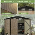 thumbnail image 3 of Patiowell 8' x 10' Outdoor Metal Storage Shed with Double Lockable Doors, for Backyard Garden Patio Lawn, Brown, 3 of 7