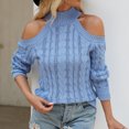 thumbnail image 6 of TMOYZQ Womens Sweaters Dressy Casual Fashion Cold Shoulder Long Sleeve Cable Knit Sweater Jumper Fall Turtleneck Pullover Top on Clearance, 6 of 8