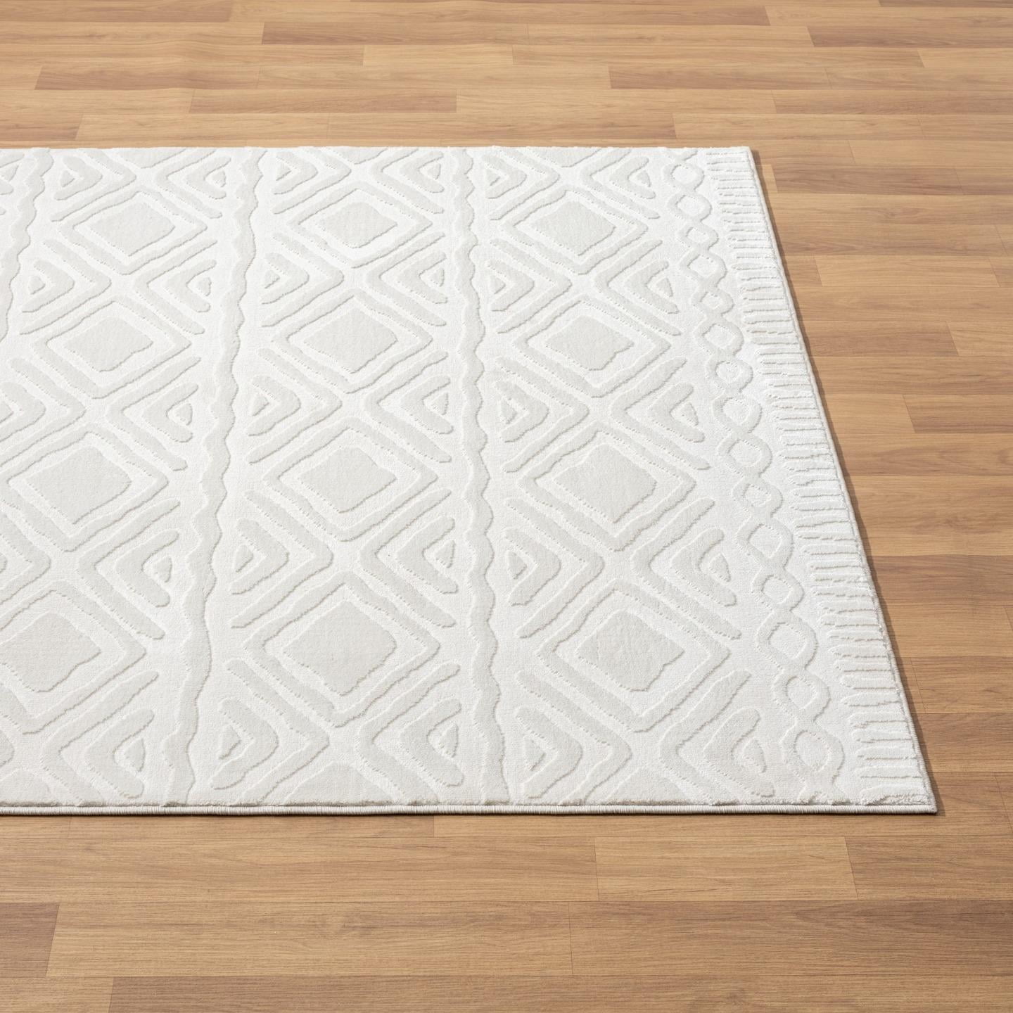 Luxe Weavers Moroccan Diamond Cream 8x10 Area Rug for Living Rooms