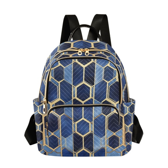 FORMRS Mini Backpack Purse for Women Travel Daypack Casual Shoulder Bag, Blue Hexagon Pattern