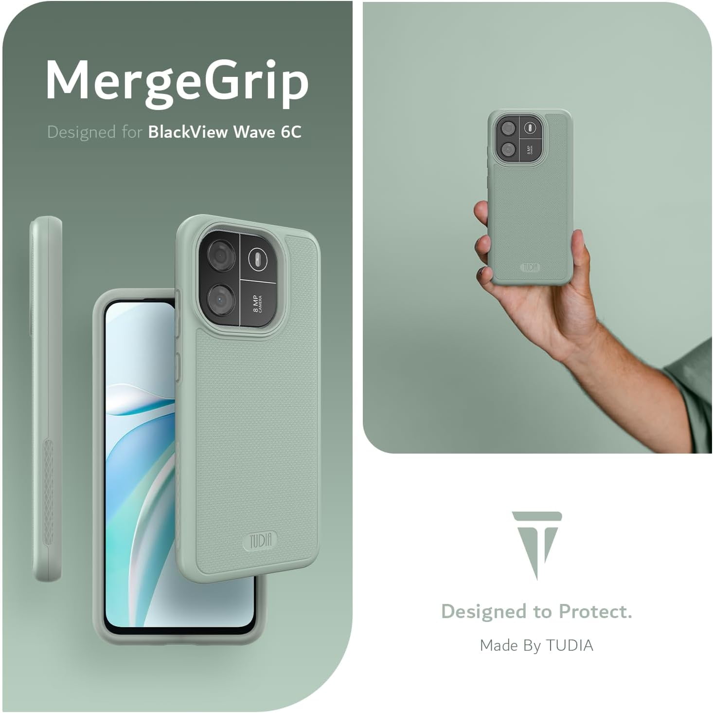 TUDIA MergeGrip Blackview Wave 6C Case Dual Layer Slim Tough