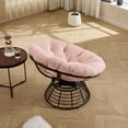 thumbnail image 4 of CQSXDA 360° Swivel Indoor Outdoor Rattan Chair With Brown Frame And Soft Cushion, Ergonomic Papasan For Reading Room Living Room And Bedroom Use, Pink, 4 of 14