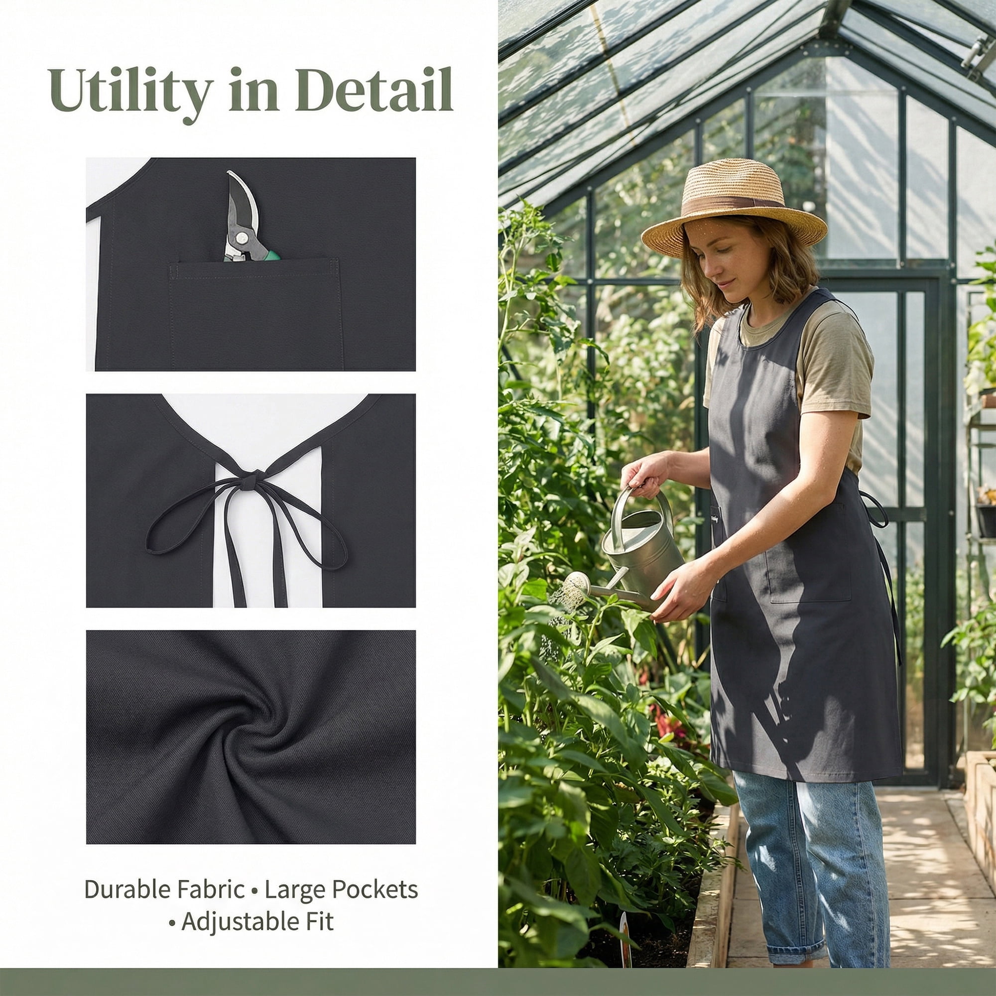 Unique Bargains Women's Kitchen Apron Cooking Apron with Pockets 25.4x37.8in Black