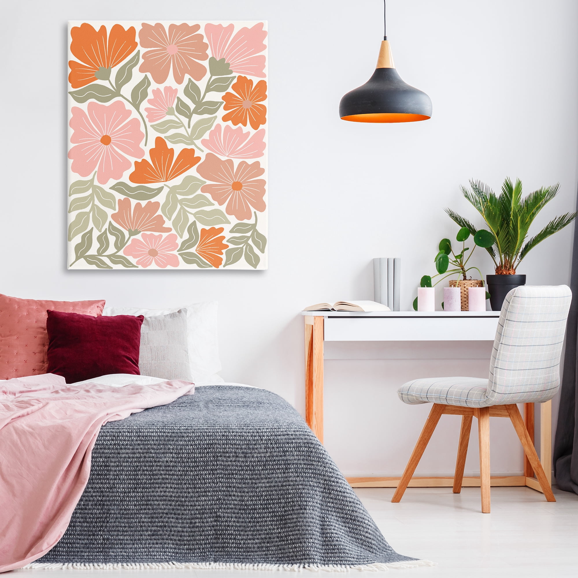 Stupell Industries Funky Asymmetrical Florals Plants & Flowers Painting Wrapped Canvas Art Print Wall Art, 36 x 48