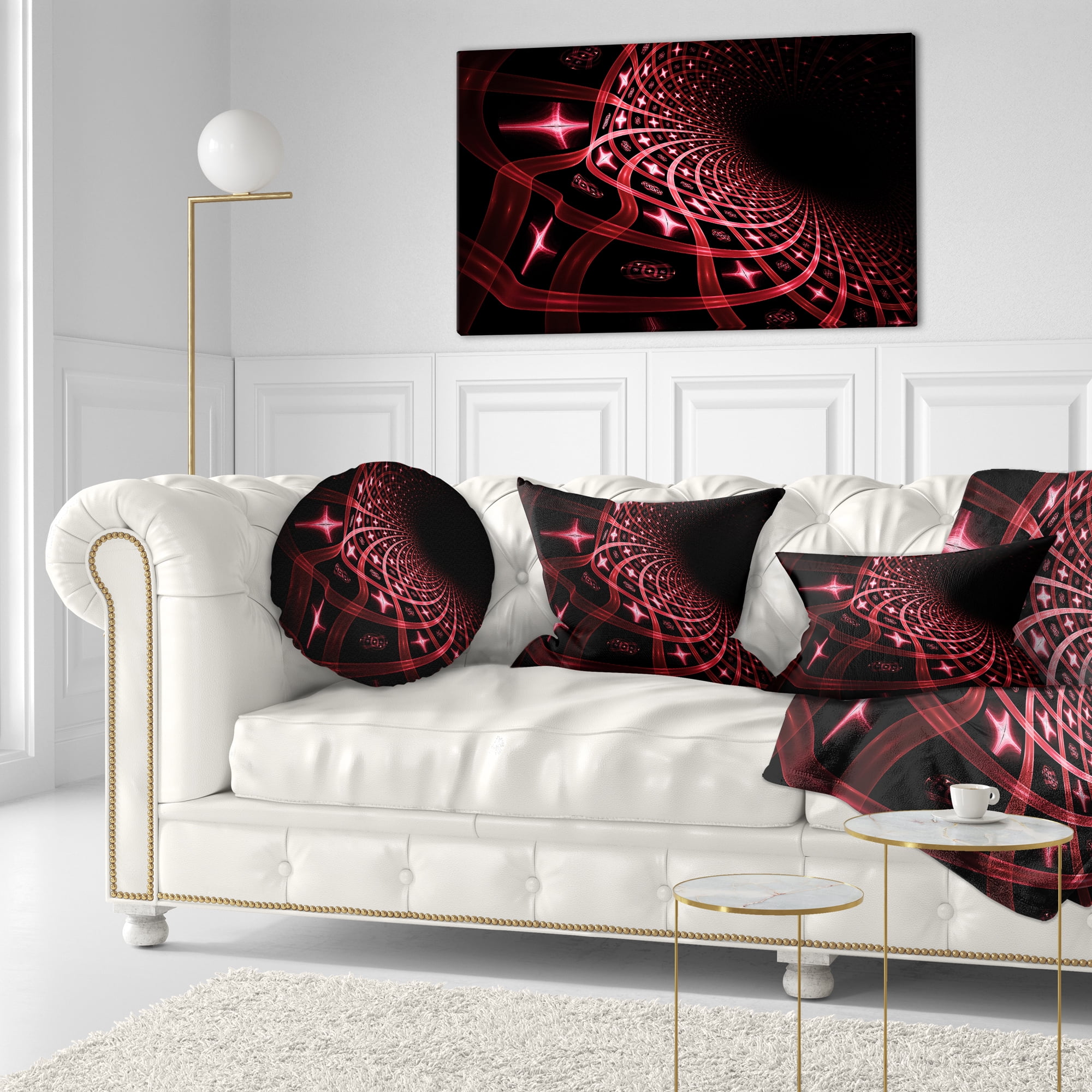 Designart Fractal Purple Dense Stripes - Contemporary Throw Pillow - 12x20