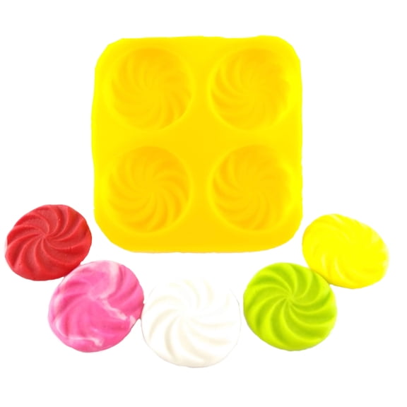 EDELAINE'S Swirl 4 Cavity Silicone Molds for Cream Cheese Mints , Chocolate