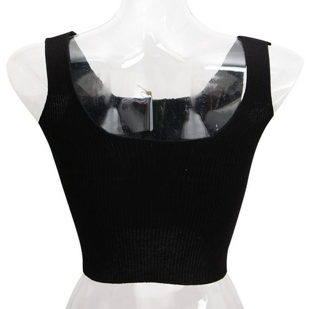 Women's Summer Sleeveless Shirt High Elastic -Strap Knit Crop Tank