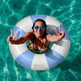 thumbnail image 1 of HUASHENG Large Swim Ring With Handles For Kids Adults 35 Inch Classic Striped Pool Inner Tubes Inflatable Pool Floats Float Pool Floaties Adult Size For Summer Pool Beach Blue, 1 of 5