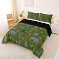 thumbnail image 3 of Manfei Jungle Elephant Full Size Comforter Sets, Kawaii Wildfife Bedding Comforter Set, Green, Black Reversible, 3pcs, 1 Comforter and 2 Pillowcases, 3 of 7