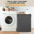 thumbnail image 4 of Double Laundry Hamper with Lid, 135L Clothes Hampers for Laundry with Removable Bags & Labels, Laundry Hamper 2 Section for Separating, Large Laundry Basket for Laundry Room, Bedroom, Grey, 4 of 14