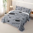 thumbnail image 3 of Erosebridal Sport Hockey Stick Quilt Full for Boys Men, Cartoon Puck Print Full Bedspread Sets, 3 Pieces, 3 of 7