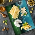 thumbnail image 5 of Soccer Cutting Board, Soccer Goal Post Sports Area Winner Loser Line Floodlit Best Team Finals Game Theme, Decorative Tempered Glass Cutting and Serving Board, Large Size, Green Blue, by Ambesonne, 5 of 5