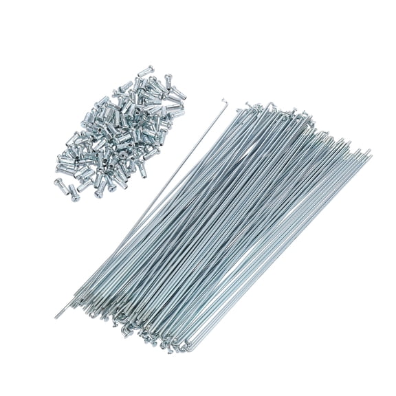95pcs 14G J Bend 220mm x 2mm Bike Bicycle MTB Spokes with Nipples Steel Silver Tone