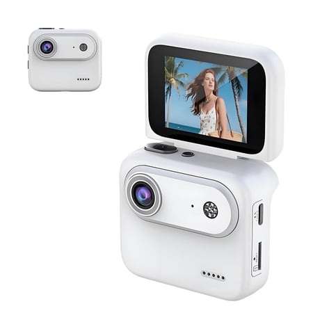 Multi-Functional Flip Screen Action Camera 4K HD 143&deg; Wide-Angle Optical Lens 800mAh Battery Waterproof Case Compatible for Daily Vlog Life