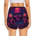 thumbnail image 2 of Lsque Purple-Red Skull Printed Women's Running Shorts with Liner Pockets,Elastic Quick Dry Workout Athletic Gym Yoga Shorts,Womens High Waist Shorts-X-Large, 2 of 9