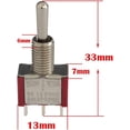 thumbnail image 4 of Interruptor basculante en miniatura de 10 piezas, CA 125 V 6 A/250 V 2 A, 3 pines SPDT ON-Off-ON, 3 pines, 3 posiciones, SPDT, interruptor basculante autoblocante para autopartes, color rojo, 4 of 5