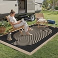 thumbnail image 2 of BERTHMEER 3'x5' Easy Jute Area Rugs for Entryway Bedroom Kitchen Laundry Dorm Farmhouse Outdoor Patio Rugs Indoor Washable Non Slip Geometric Contemporary Modern Stripes Rugs, Black, 2 of 8