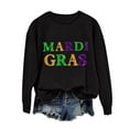 thumbnail image 2 of Cavosen Mardi Gras 3/4 Length Sleeve Womens Tops Dressy Carnival Letter Graphic Print Shirts Crewneck Party Holiday Blouse Loose Fashion Festival Tops Party Funny T-Shirt Black XS, 2 of 3