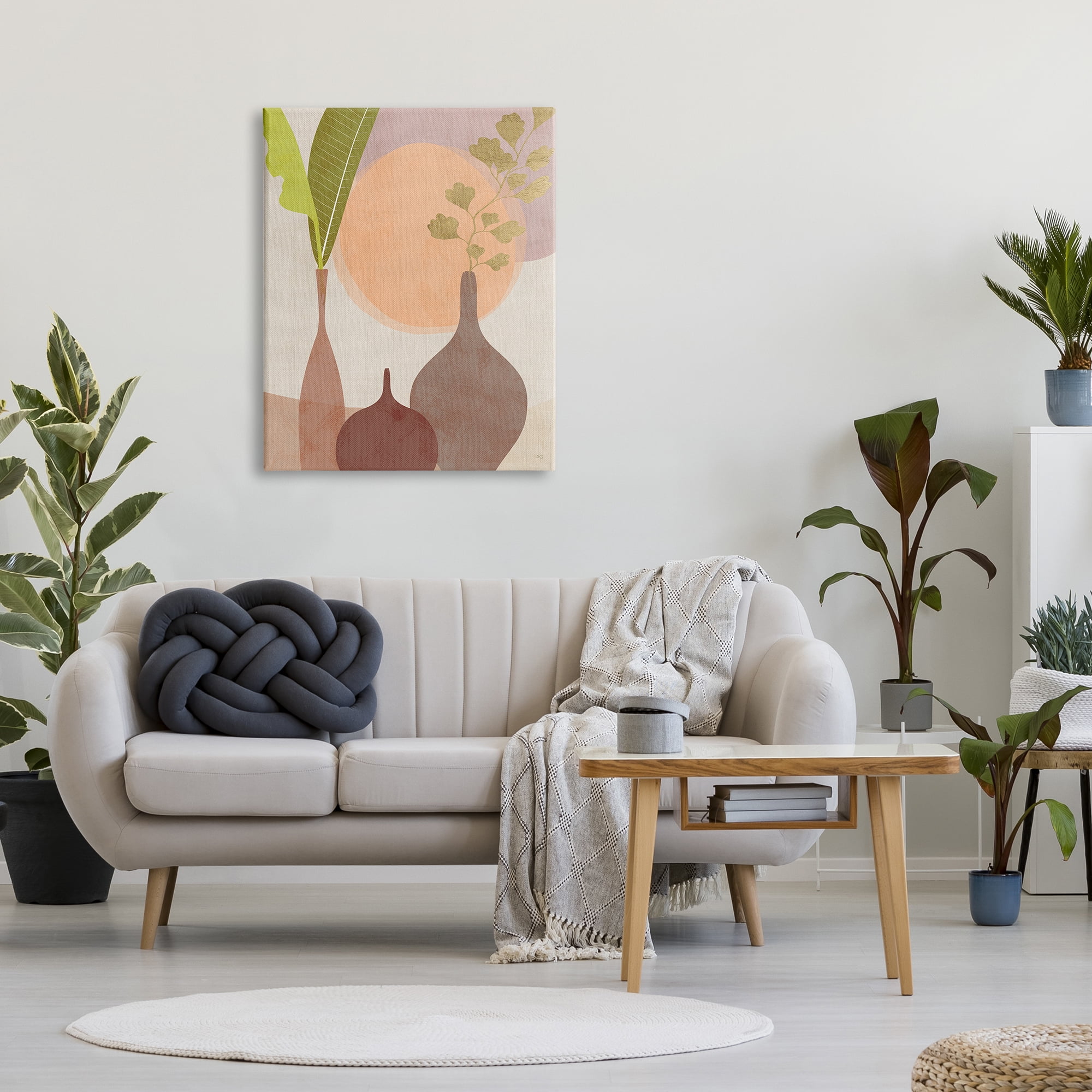 Stupell Industries Neutral Plants in Vases Botanical & Floral Painting Gallery Wrapped Canvas Art Print Wall Art, 30 x 40