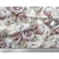 thumbnail image 2 of Soimoi Velvet Fabric Leaves & Rose Flower Decor Fabric Printed Yard 58 Inch Wide, 2 of 3