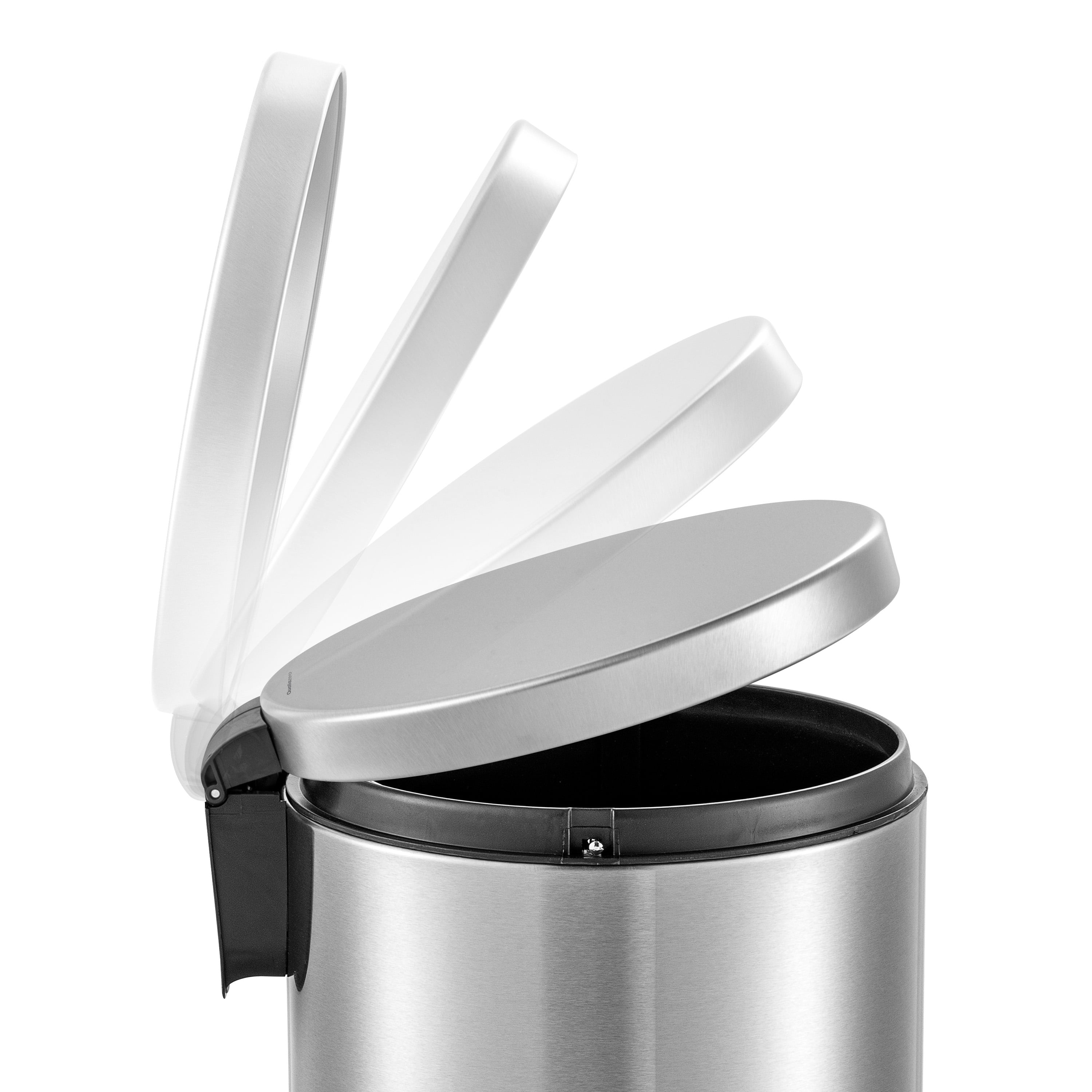 QualiaZero 8 Gallon Trash Can and 1.3 Gallon Round Stainless Steel Step Trash Can Combo