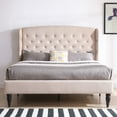 thumbnail image 3 of DeCoro Brighton Upholstered Platform Bed | Headboard and Wood Frame with Wood Slat Support | Linen, Queen, 3 of 10