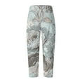 thumbnail image 4 of Taqqpue Womens Linen Pants Loose Floral Prirted Elastic High Waisted Wide Leg Pants Baggy Lounge Pant Comfy Soft Trousers Resort Wear Relaxed Fit Straight Leg Crop Trousers with Pockets, 4 of 5