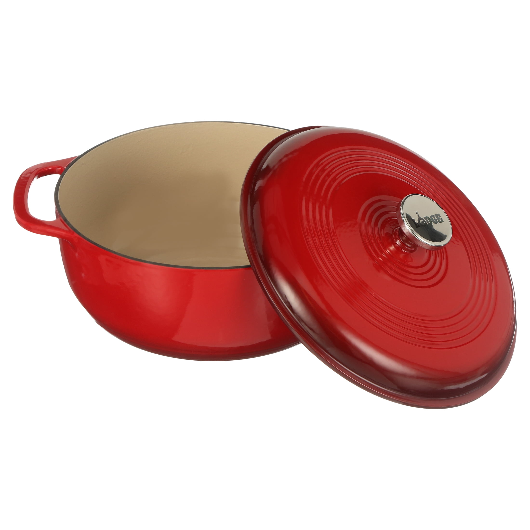 Lodge Enamelware 6 qt. Round Cast Iron Dutch Oven in Red with Lid EC6D43 -  The Home Depot