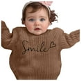 thumbnail image 2 of Bobifish Little Girls Ribbed Sweater “Smile” Letter Print Long Sleeve Knitted Sweater Crewneck Casual Fashionable Boys Girls Daily Wear Pullover Top, 2 of 3