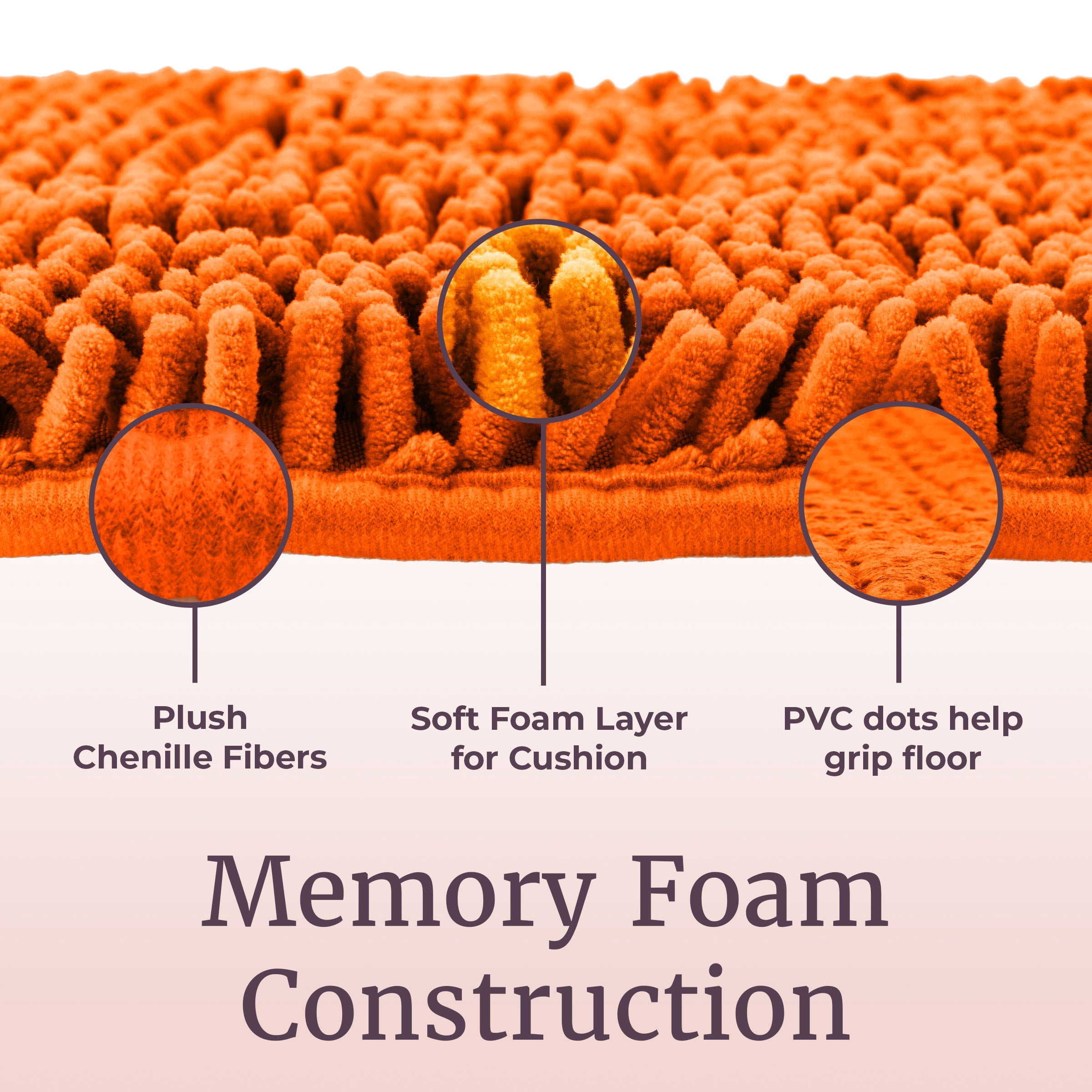 Somerset Home 58" x 24" Non-Slip Shag Memory Foam Bath Mat (Orange)