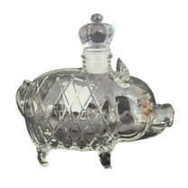 Piggy Whiskey Glass Bottle, Unique Animal Statue Liquor Bottle Funny Engraved Wine Bottle for Home Bar Decor Special Occasions Party Supply