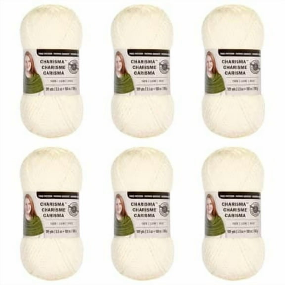Loops & Threads Charisma Yarn - Multicolor Yarn for Knitting, Crochet, Weaving, Arts & Crafts - Off White, Bulk 6 Pack
