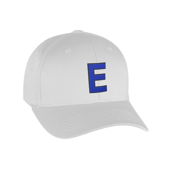 Flexfit Baseball Hat Custom Letter Initials A to Z Curved Bill, White Cap Bk Ry