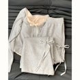 thumbnail image 2 of Primavera 2024 Nuevo diseño de lazo coreano Súper dulce Spice Girl Pantalones de cintura alta ajustados de pierna ancha Ropa de dos piezas Camisa casual gris femenina, 2 of 4