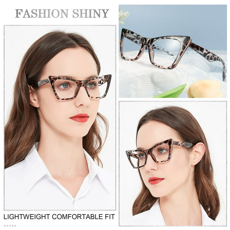 Fashion Trendy Large Frame Reading Glasses Women Vintage Square Green  Leopard Eyeglasses Anti-Blue Ray Optical Computer Glasses