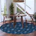 thumbnail image 3 of Navy Blue Daisy Round Area Rug 6Ft Washable Circle Rugs for Bathroom Office, Modern Farmhouse Chrysanthemum Floral Non-Slip Carpet Floor Mats Indoor Outdoor Carpet Runner Aesthetic Home Decor, 3 of 8