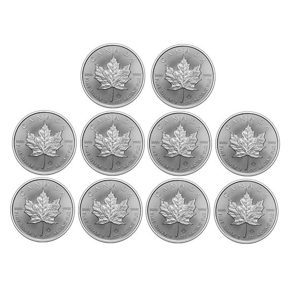 2026 1 oz Canadian Silver Maple Leaf Coin BU - Lot of 10