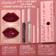 thumbnail image 2 of DUNUF 3 In 1 Matte Lipglaze Lip Liner Moisturize Clear Lip Oil Set Cosmetics Waterproof Long lasting Plumer Mirror Lips Gloss, 2 of 5